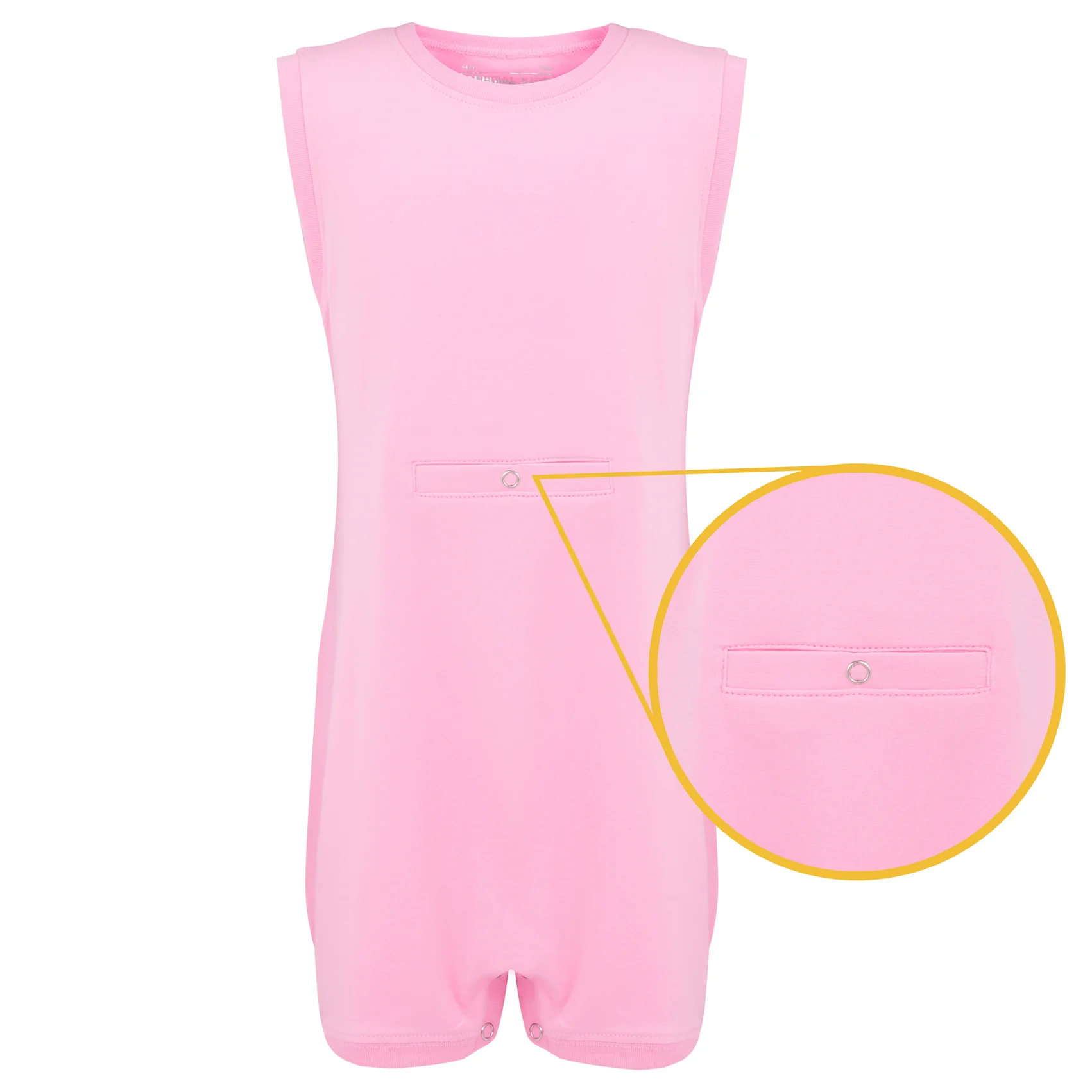 A pink KayCey Popper Vest - Sleeveless with Tube Access